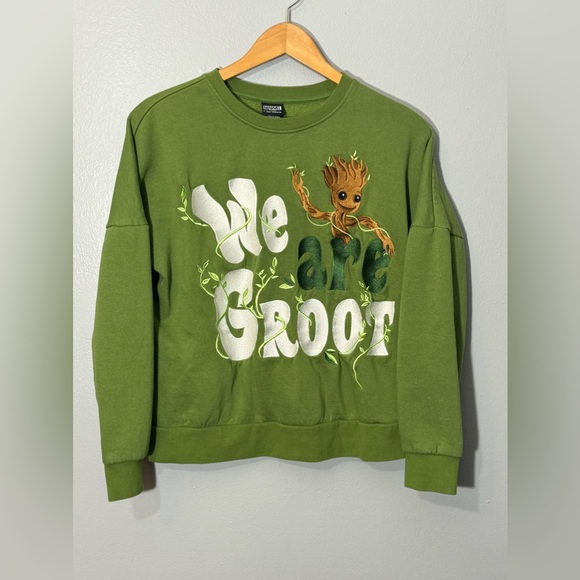 Marvel Tops - Marvel Guardians of the Galaxy Embroidered Groot Crewneck Sweatshirt | Small